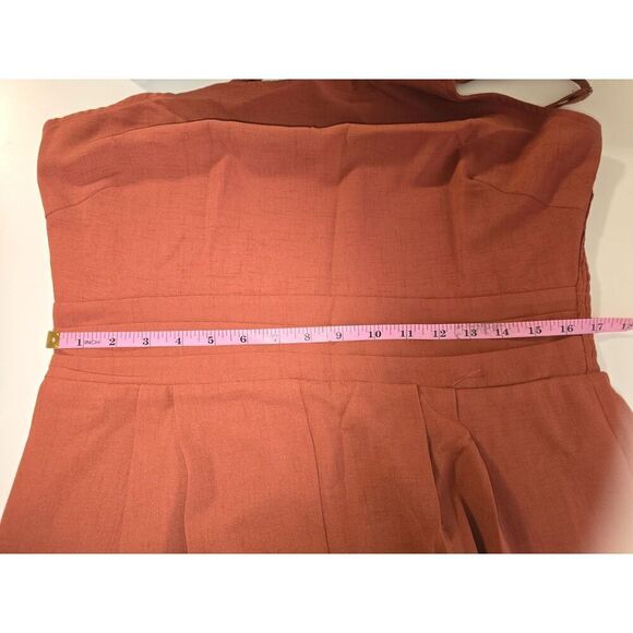 NWT PRETTYGARDEN Spaghetti Strap Wide Leg Crop Jumpsuit Brick Color Size XL - Picture 10 of 13